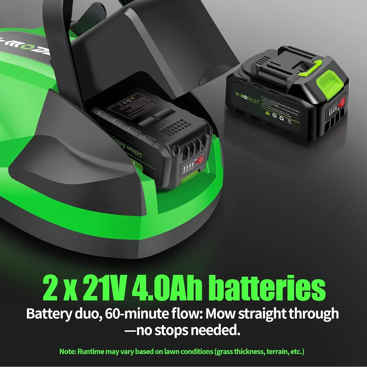Cordless Lawn Mower, Electric Small Lawn Mower with 2 x 21V 4.0Ah Battery, Lightweight Mini Lawn Mower with Brushless Motor, 3 Cutting Heights, Garden Yard Lawn Care