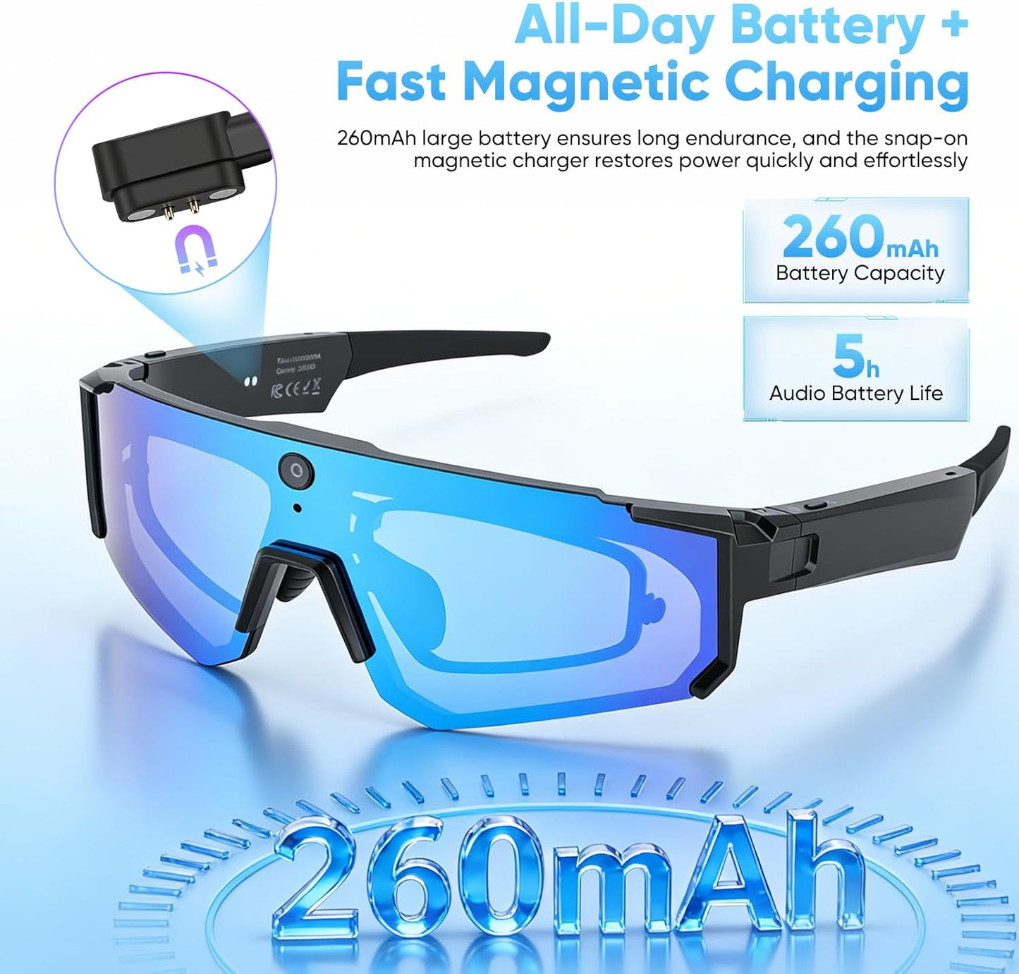 AI Smart Glasses with Camera 4K – Video Recording Glasses with EIS Stabilization, ChatGPT Enabled, IP66 Waterproof, Polarized Sports Sunglasses for Cycling, Outdoor Activities – Great Gift for Men