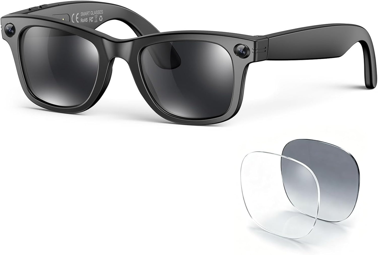 AI Smart Glasses for Men Women,8MP 2K HD Camera Glasses,AI Voice Control,AI Photo Recognition,Real-Time Translation,Smart Sunglasses with Bluetooth Call,IP67 Waterproof for Driving,Outdoor,+2 Lenses.