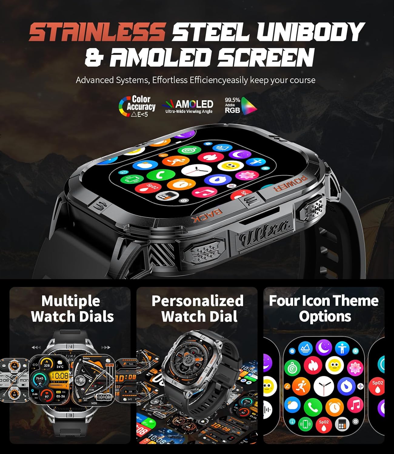 LIGE GPS Sports Smart Watch for Men, 2.13'' AMOLED Smartwatches, 170+ Sport Modes/LED Flashlight/Compass, IP68 Waterproof Step Tracker Watch, Sleep/Pedometer Smart Watches for Android iOS (Black)