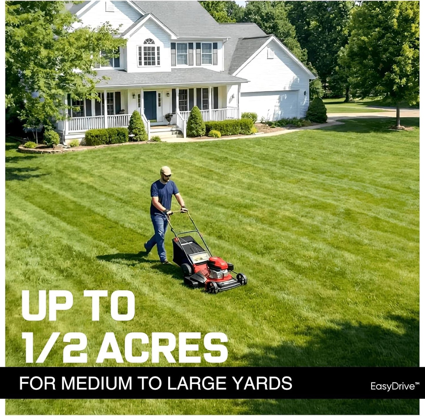 PowerSmart 21-Inch 3-in-1 Gas Self-Propelled Lawn Mower,170CC OHV Engine,Bagging/Mulching/Rear Discharging, 6 Cutting Heights, Durable Steel Deck, Rear-Wheel Drive, for Garden, Yard,