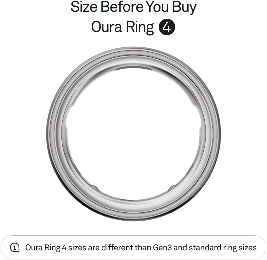 Oura Ring 4 - Silver - Size 8 - Sleep, Activity, Women's Health, AI Advisor, Up to 8 Days of Battery Life, Size Before You Buy, Android & iOS Compatible