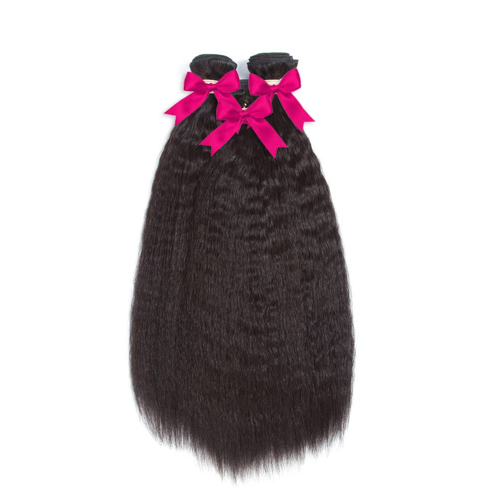 Kerriana Kinky Straight Hair Bundles, 18 20 22 Inch Black Bundles Human Hair 100% Unprocessed Human Hair Bundles Yaki For Black Women