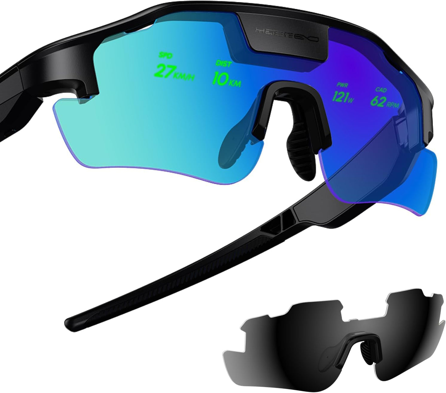 HUD Display Sports Glasses, for Cycling and Hiking, Real-Time Display, Smart Navigation, Proactive AI Alerts