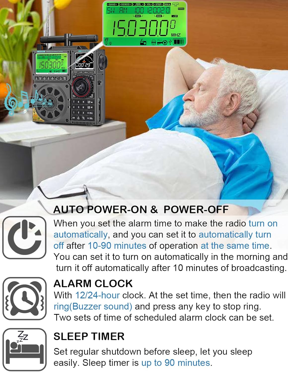 ZHIWHIS Shortwave Radio with SSB and Extra Antenna, AM FM CB LW AIR VHF UHF SW WB SSB Receiver, NOAA Weather/Antenna Tuner/APP Control/Bluetooth/20W Speaker/1600 Presets/Rechargeable Radios ZWS-C919