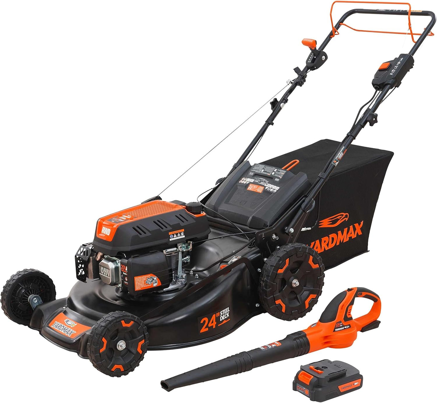 24 in. 201cc Electric Start Select PACE 6 Speed CVT High Wheel RWD 3-in-1 Gas Walk Behind Self Propelled Lawn Mower w/Blower