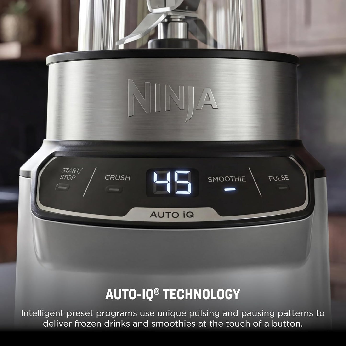 Ninja Nutri-Blender Pro with Auto-iQ | For Smoothies, Shakes, Frozen Drinks, Salsa, Dips | (2) 24-oz. To-Go Cups & Spout Lids | 1100-Peak-Watt | Silver | BN401