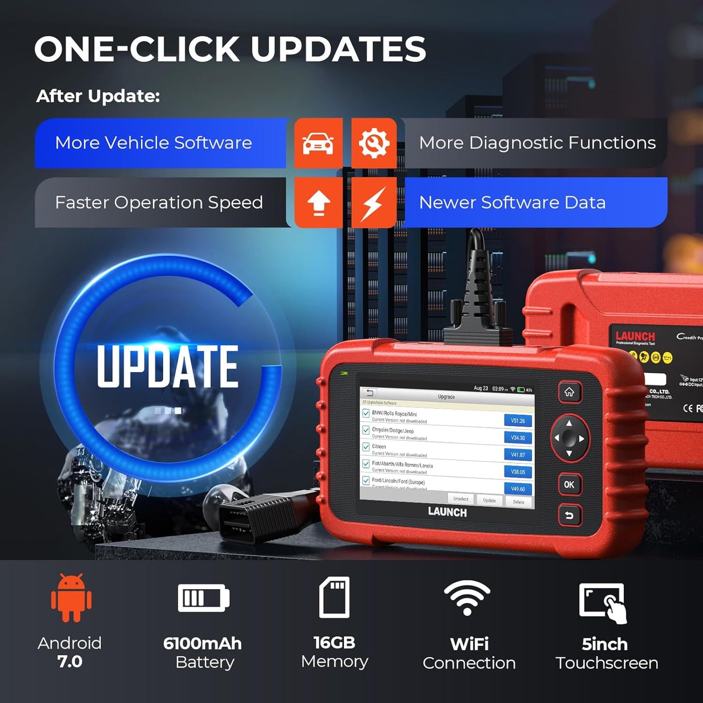 Launch CRP129X Plus 2026 OBD2 Scanner Diagnostic Tool, All System Car Scanner, 8 Reset Injector Coding/Throttle/SAS/Oil/EPB/BMS/TPMS Reset Diagnostic Scanner for All Cars, Free Update Scan Tool