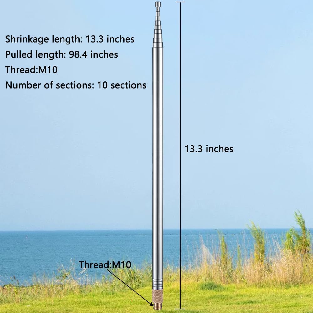 JPC-12 HF Antenna for Ham Radio, 7MHz-50MHz All Band Vertical Antenna with Slide Regulator, 40m-6m(131.23ft-19.68ft), 8 Bands, QRP Compatible, Portable for Outdoor Use