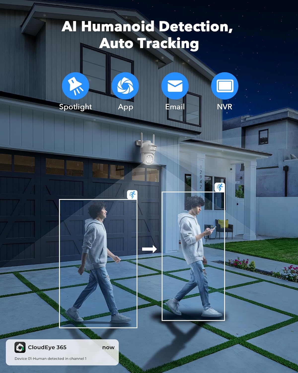 CAMCAMP Wireless Security Camera System with 10.1" Monitor, Dual Lens PTZ CCTV Camera Security System, 10CH Expandable 4K NVR,Auto Tracking, No Subscription for Outdoor Indoor, 5G & 2.4G WiFi