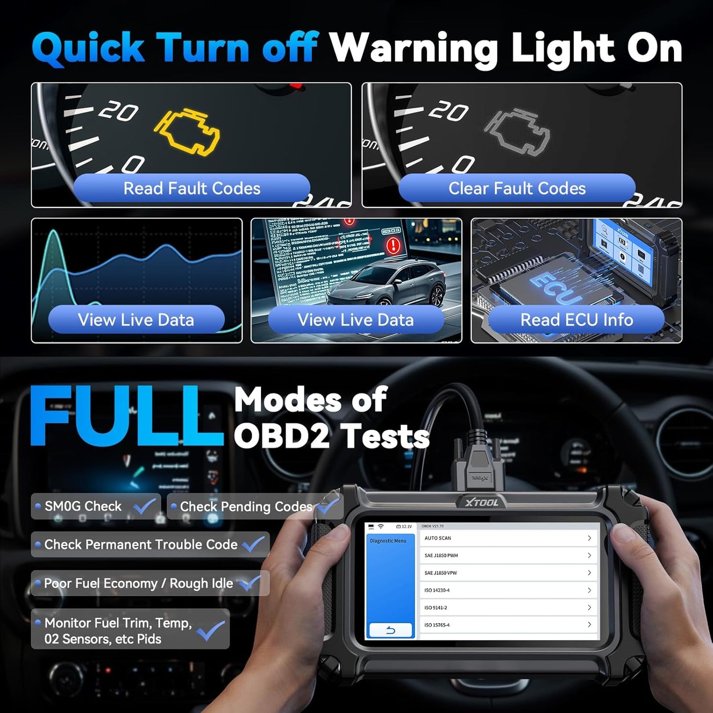 XTOOL D5S OBD2 Scanner with Touchscreen, Code Reader for Cars & Trucks with 16 Resets, Crank Sensor Relearn, Throttle Relearn, EPB, FCA, CAN FD for GM, Engine ABS SRS Transmission Car Diagnostic Tool