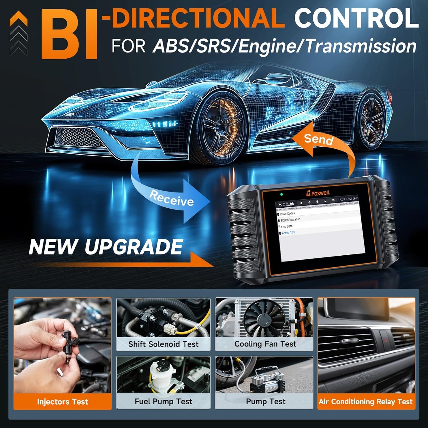 2026 FOXWELL NT716 Bidirectional OBD2 Scanner, 4-System Diagnostic Tool for ABS, SRS, Transmission & Engine, 9 Reset, ABS Bleeding, AutoVIN, Live Data, Upgraded from NT6X4, Lifetime Free Updates,Black